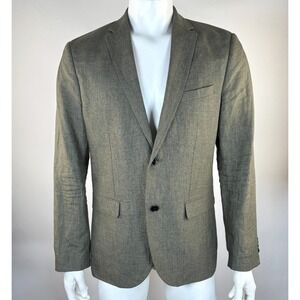 H&M Linen Slim Fit Blazer Men 42R EUC Sport Coat Unlined Breathable Lightweight